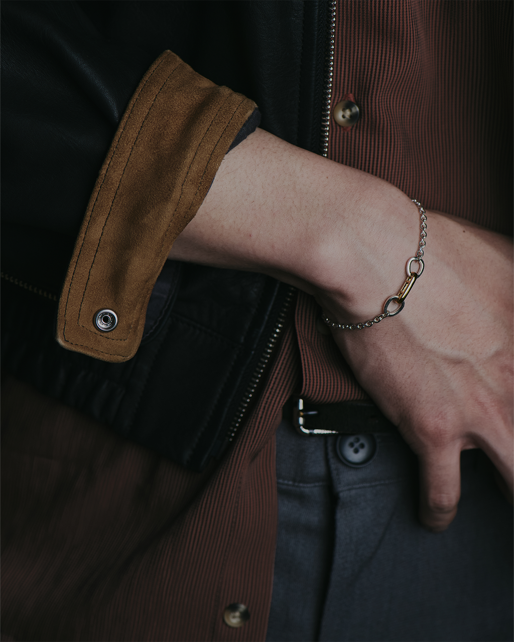 Kutsuwa bridge bracelet SV925×K14 gold
