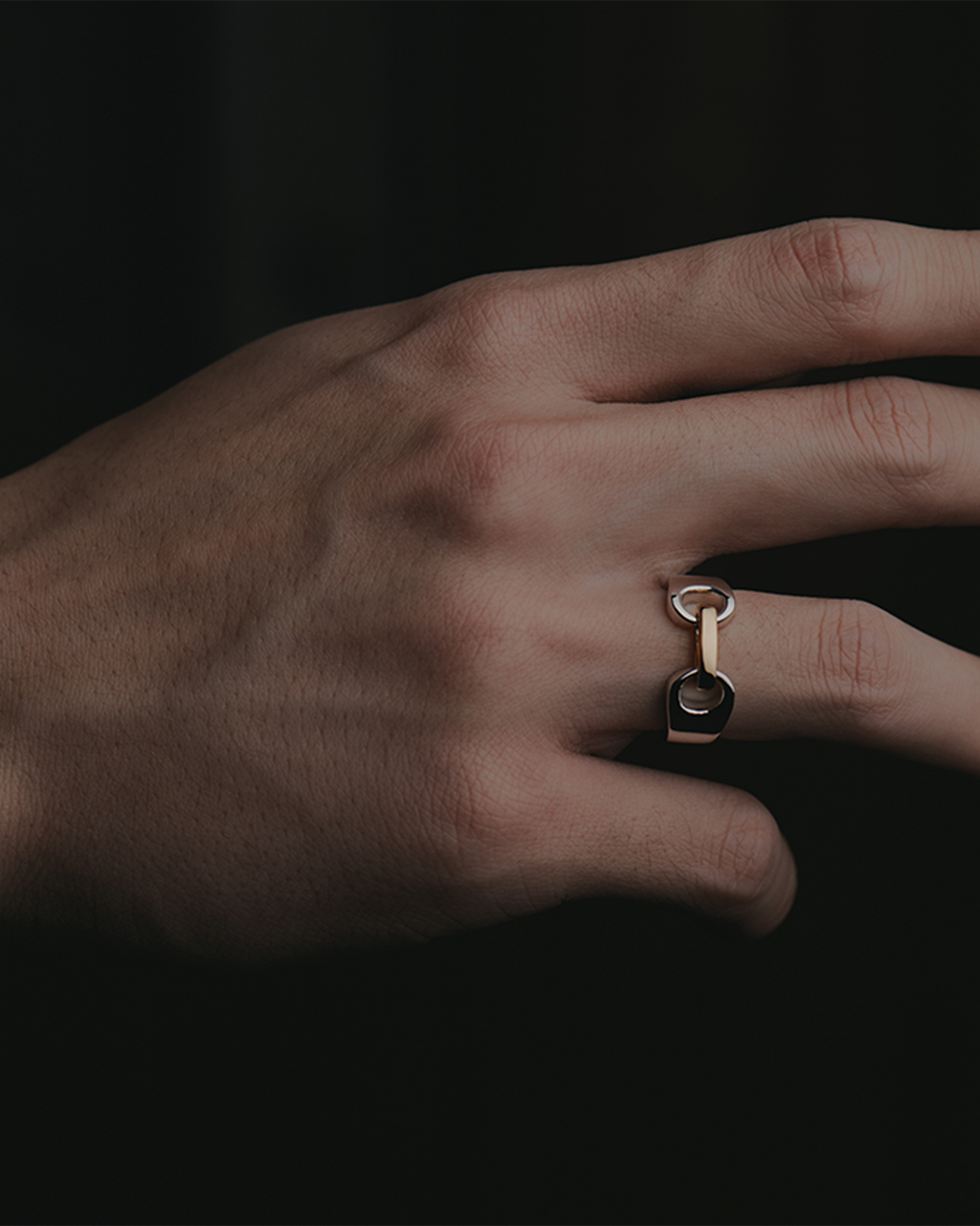 Kutsuwa bridge ring GM SV925×K14 gold