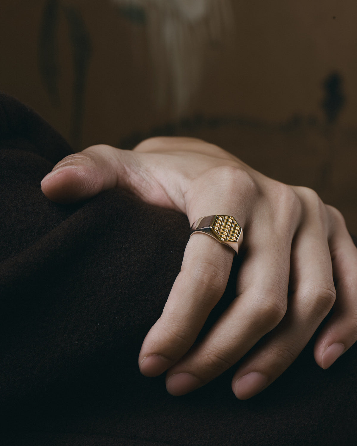 KIKKO AJIRO Signet Ring K14 gold×SV925