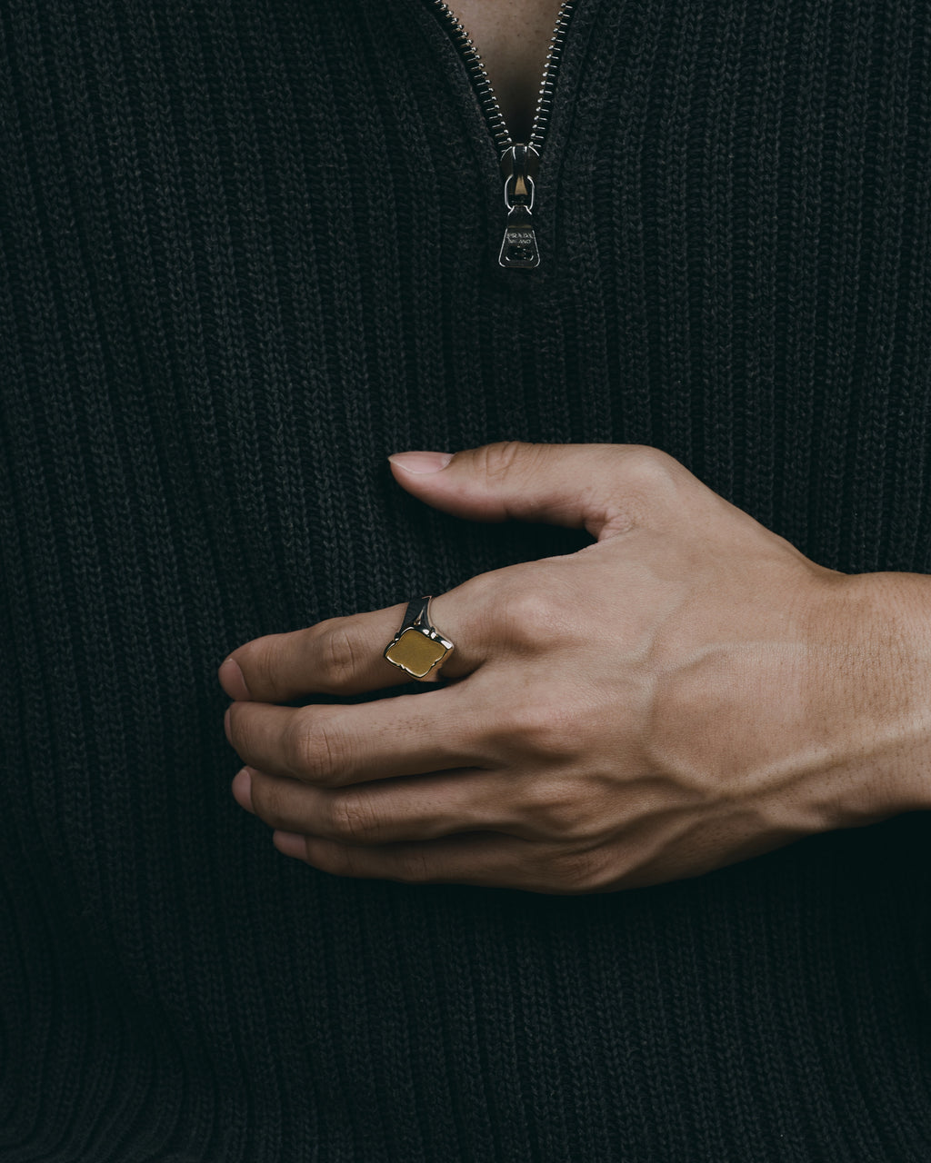 HANABISHI Signet Ring K14 gold × SV925